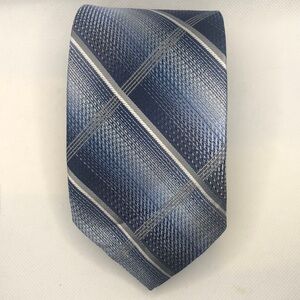 Jonathan Martin Men’s Silver and Blue Striped Neck Tie